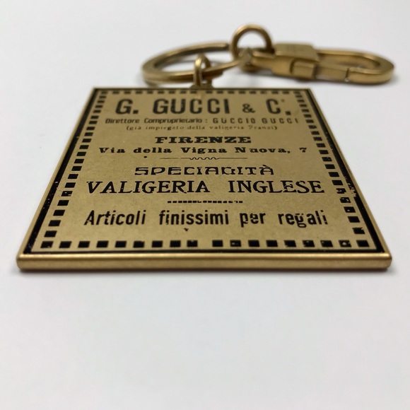 Gucci Accessories - GUCCI Brass Logo Store Plaque Keychain Bag Charm Luxury Rare Christmas Porsche